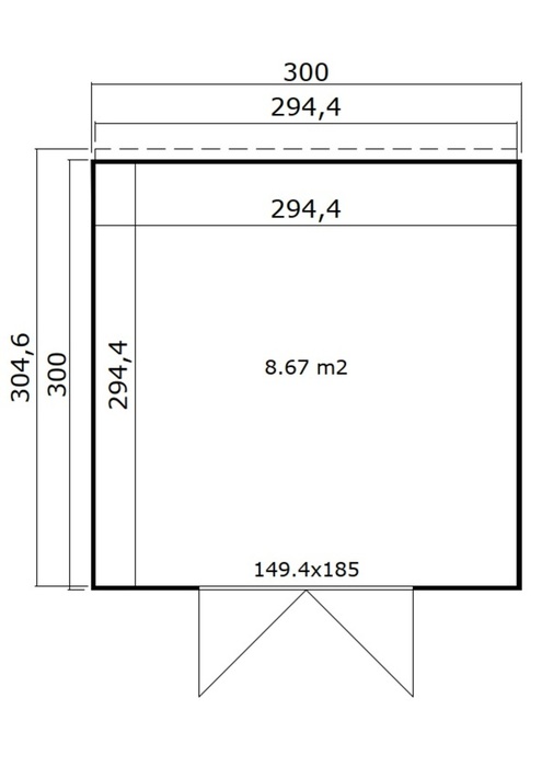 Förråd Fynn 3 300 x 300 cm 8,67 m² Lasita Maja